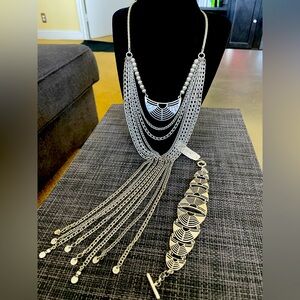 Lucky Brand tiered silver necklace. Matching bracelet sold separately